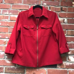 Allison Daley Red Zippered Shirt Jacket in Red Size S